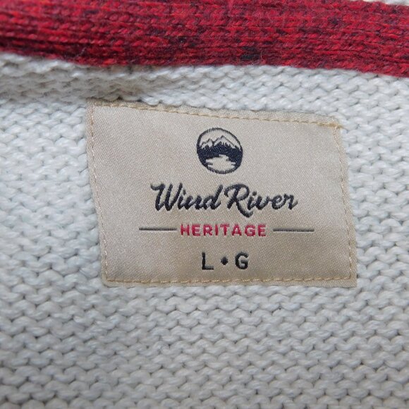 Wind River Womens L Gray Cream Red Deer Reindeer Full Zip Knit Cardigan Sweater - Picture 8 of 10